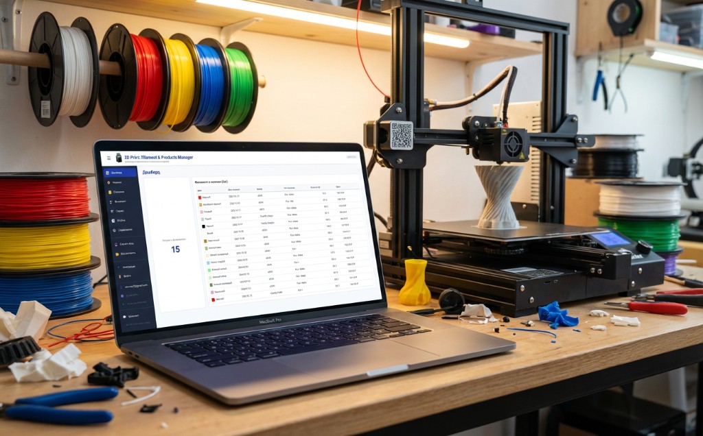 Главный дашборд платформы 3D Print Manager — учёт филамента в мастерской с 3D-принтерами